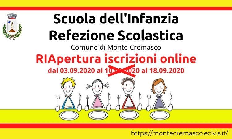Apertura iscrizione refezione scolastica